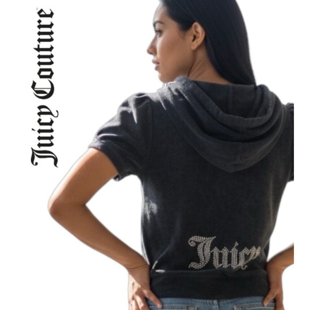 Juicy Couture NEW Short Sleeve Terry Cloth 2 Piece Black Set, Large